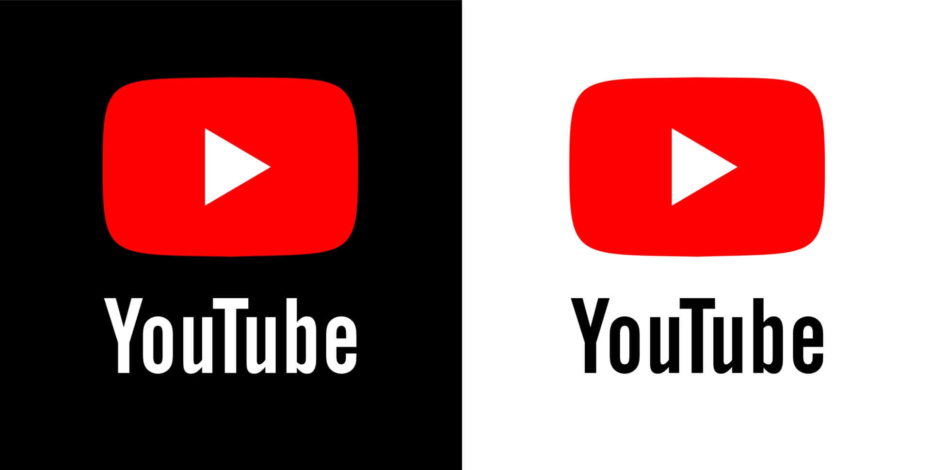 YouTube 桌布 壁紙 — YouTube 標誌以紅色播放按鈕和白色三角形顯示在黑色和白色背景上。