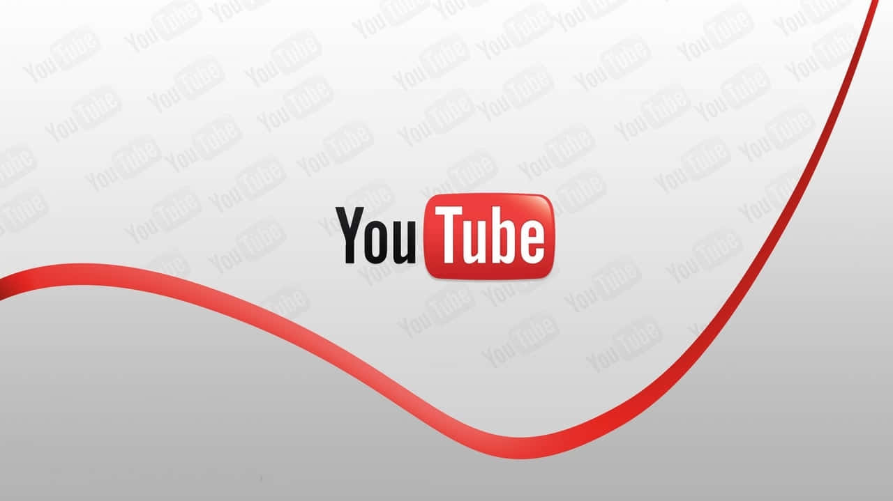 YouTube 桌布 壁紙 — YouTube 標誌居中於淺灰色背景上，並有一條粗紅色曲線斜向掠過。