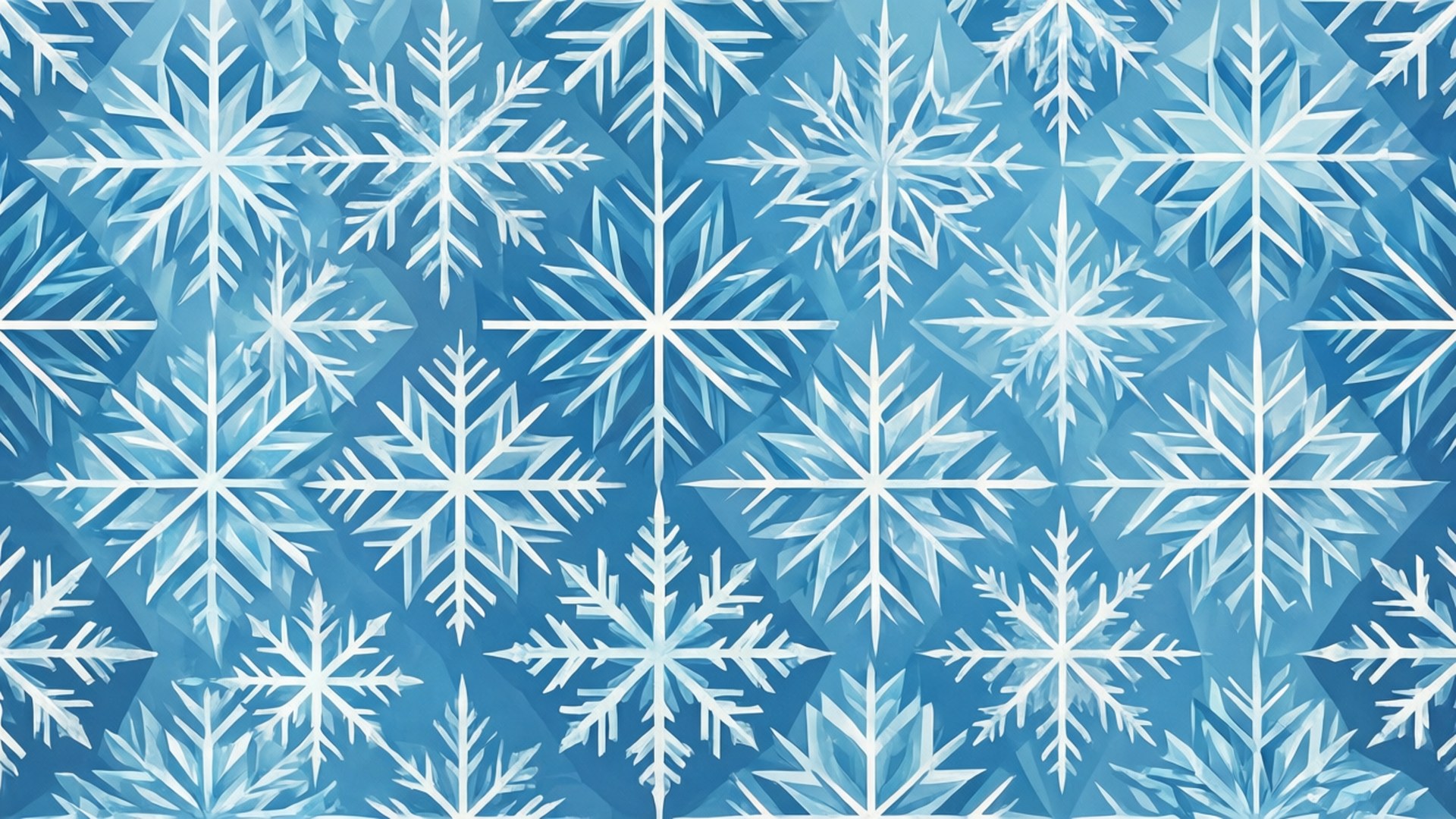 Ice Crystal Pattern 壁紙 — 在漸變藍色背景上的風格化白色雪花無縫圖案。