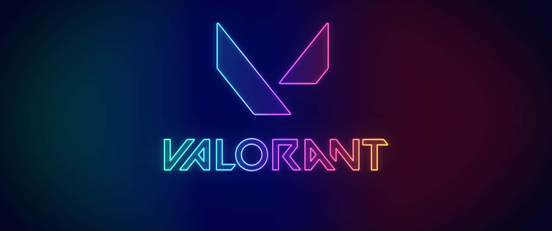 深色背景上帶有漸變色彩的霓虹Valorant標誌 — Valorant 壁紙
