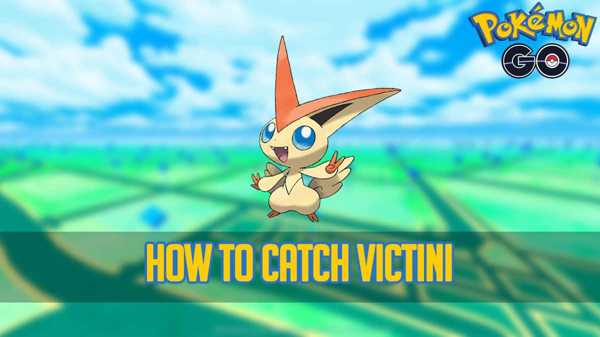 Pokémon GO 教學圖像中的比克提尼，附有如何捕捉比克提尼的文字 — 3D 壁紙