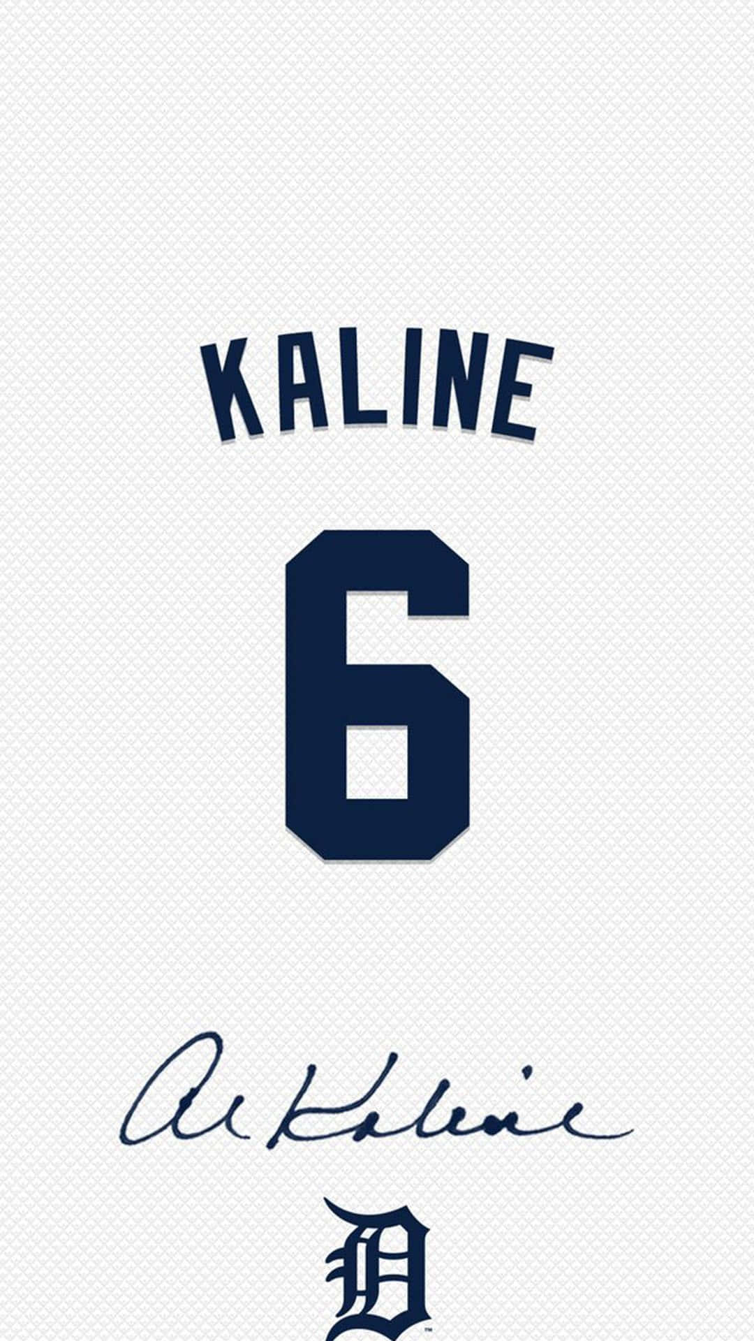 桌布 壁紙 — 一件乾淨的白色棒球球衣背面，海軍藍色 'KALINE' 和數字 '6' 在簽名和底特律老虎隊標誌上方。