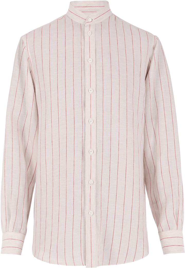 Formal Wear 桌布 壁紙 — 一件清爽的白色襯衫，帶有細紅色垂直條紋和企領，背景為黑色。