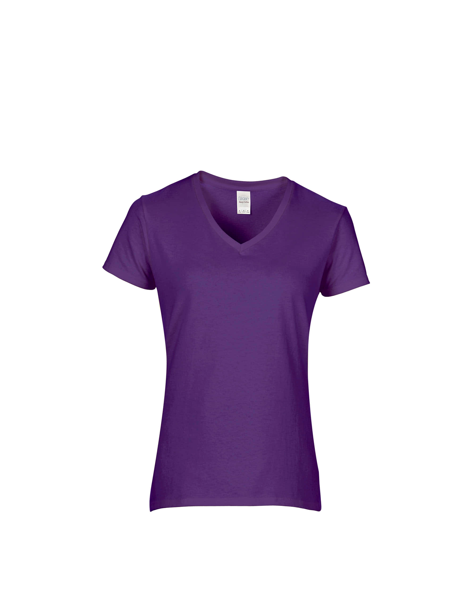 Purple Shirt 桌布 壁紙 — 一件純紫色V領T恤平放在潔淨的白色背景上。