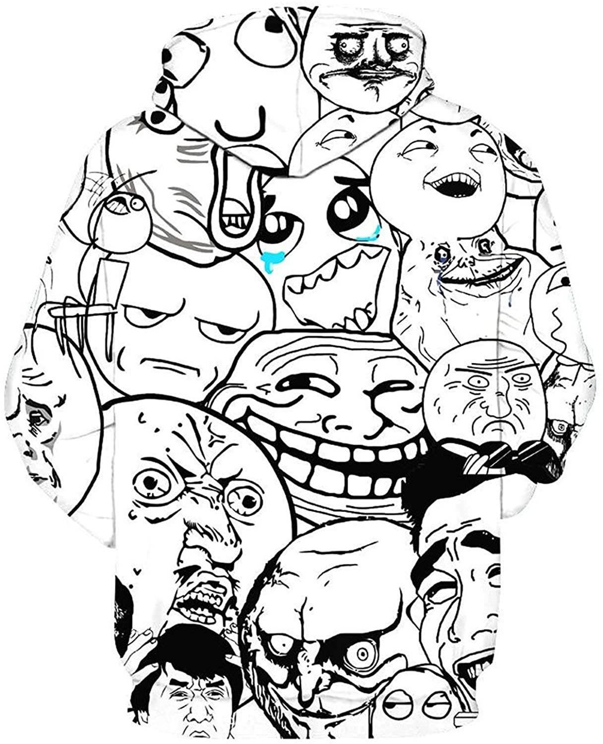 faces 桌布 壁紙 — 一件連帽衫上佈滿了混亂的黑白拼貼，上面是各種表情誇張的網路迷因面孔。