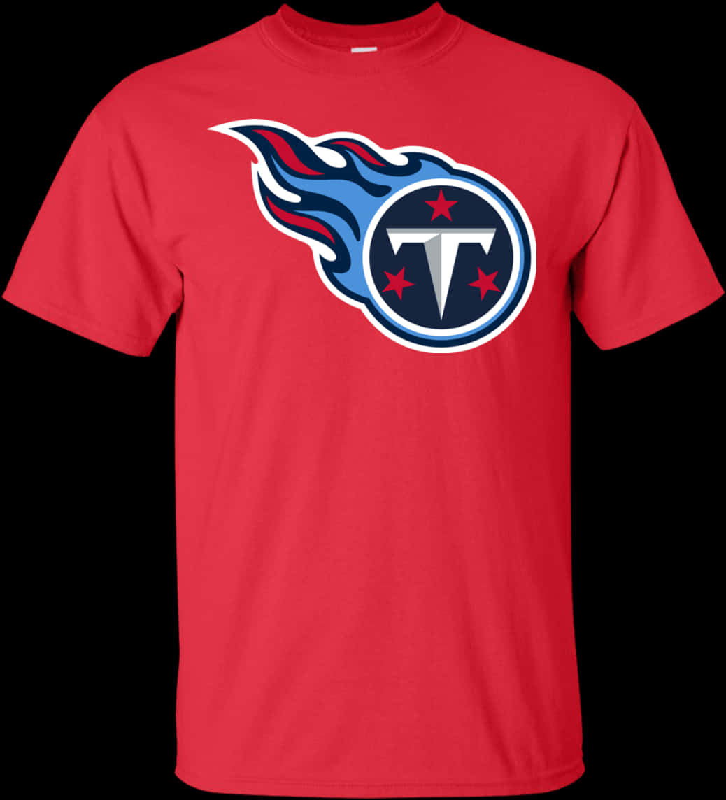 Titans Logo 桌布 壁紙 — 一件鮮紅色T恤在純黑背景上展示田納西泰坦隊標誌。