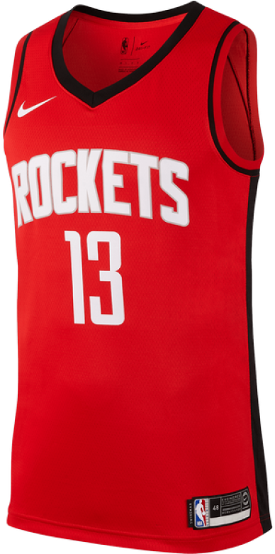 Houston Rockets 桌布 壁紙 — 一件鮮紅色的休士頓火箭籃球球衣，正面中央有白色字體和13號。