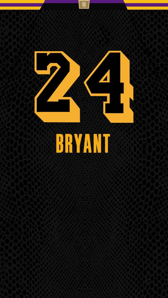 桌布 壁紙 — 一件黑色籃球球衣，上面有粗體黃色24號碼和名字Bryant，布料有紋理。