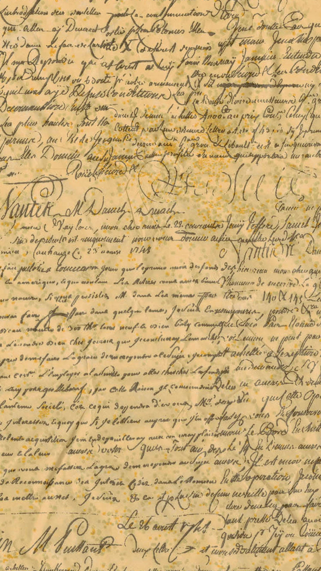 Old Paper 桌布 壁紙 — 一份1783年法語優雅草書手寫的古舊羊皮紙。