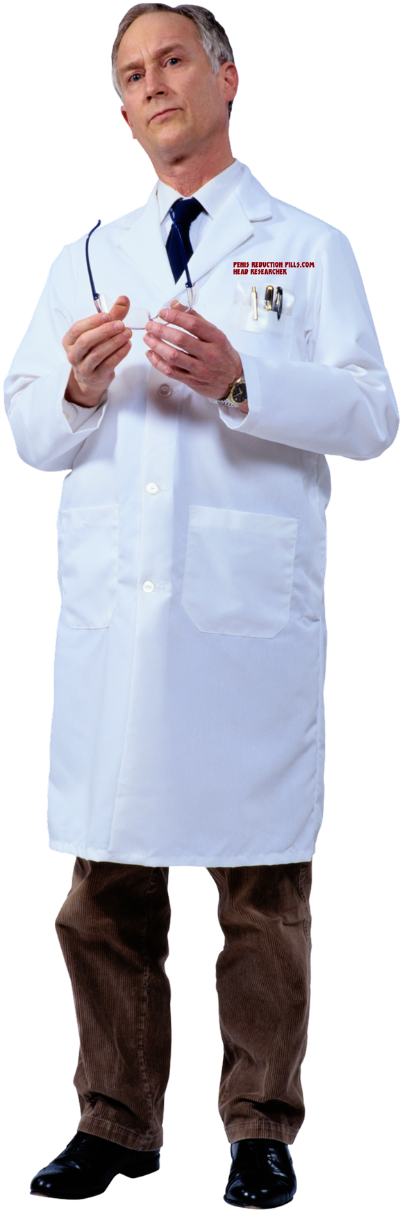 Coat 桌布 壁紙 — 一位中年男醫生穿著白色實驗室外套，在黑色背景前拿著聽診器。