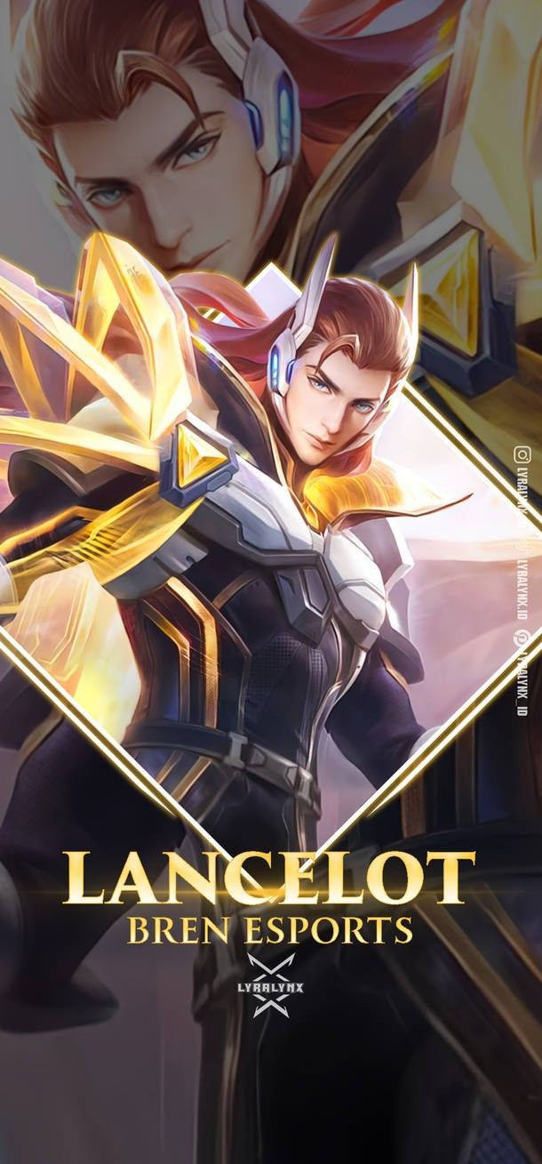Mobile Legends 動態圖 桌布 壁紙 — 一位充滿動感的動漫風格戰士，身穿金色盔甲，自信地站立，帶有發光的點綴和堅定的眼神。