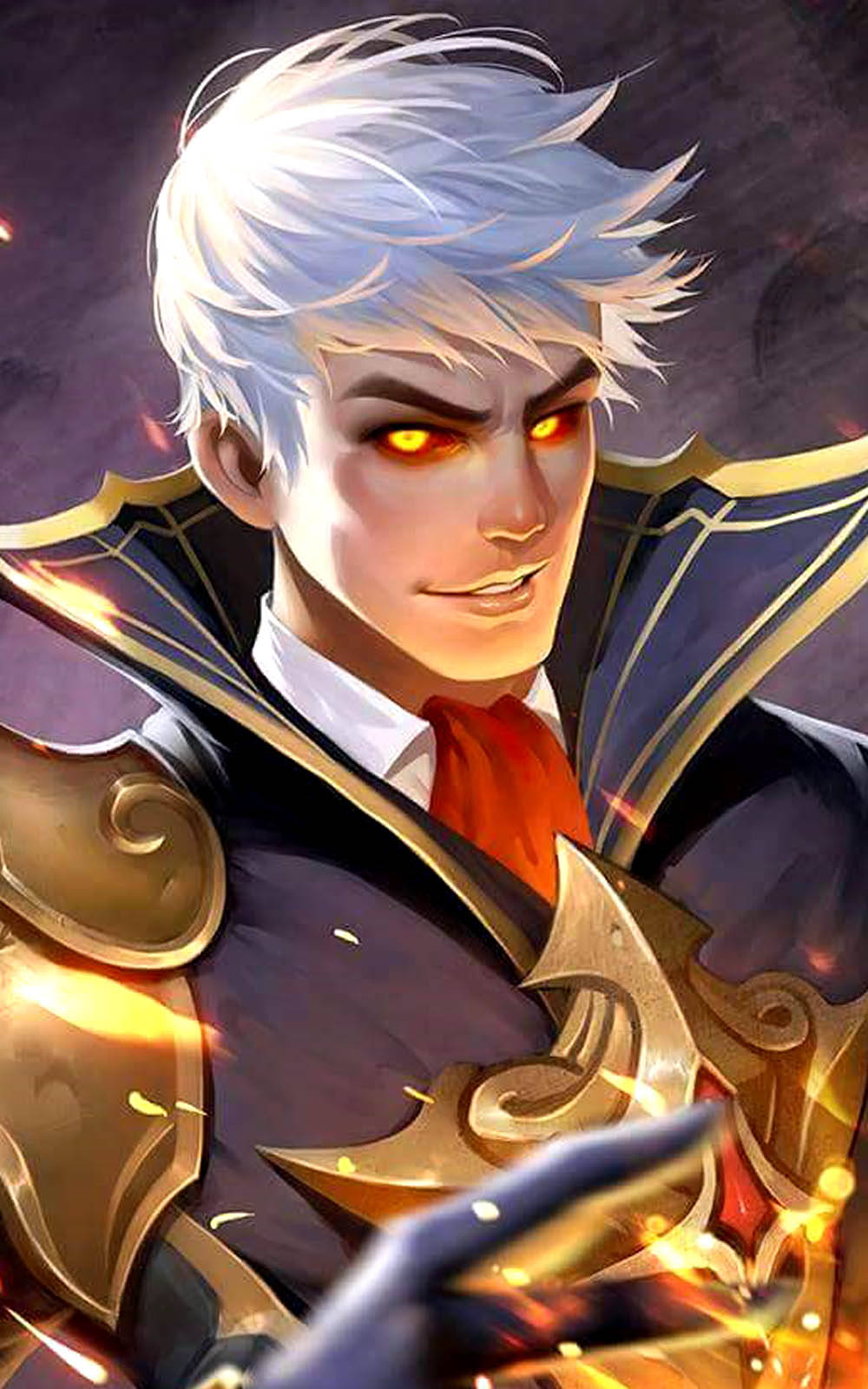 動漫戰士，擁有發光的眼睛和火焰劍，身穿暗色盔甲。 — Fire Emblem Warriors 壁紙