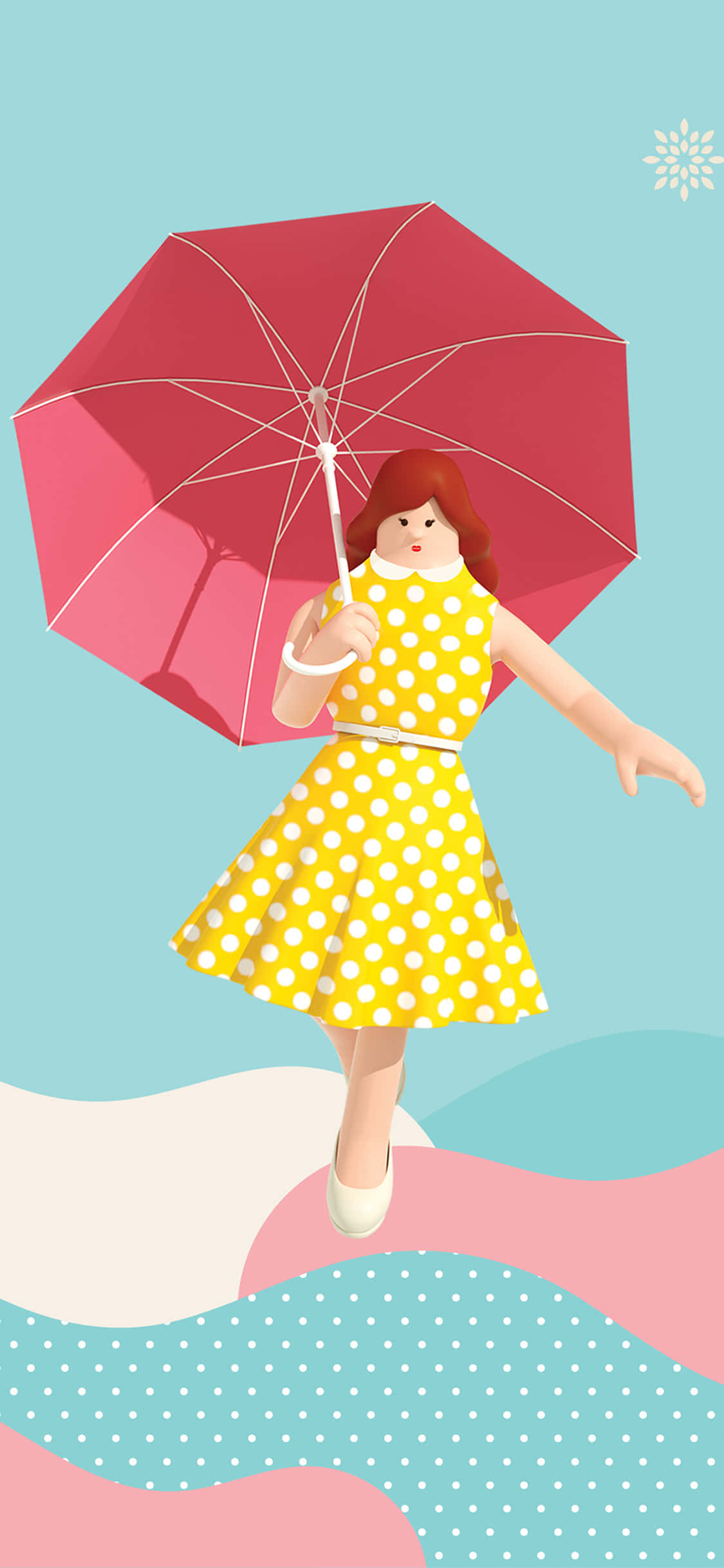 一位女孩手持雨傘 壁紙