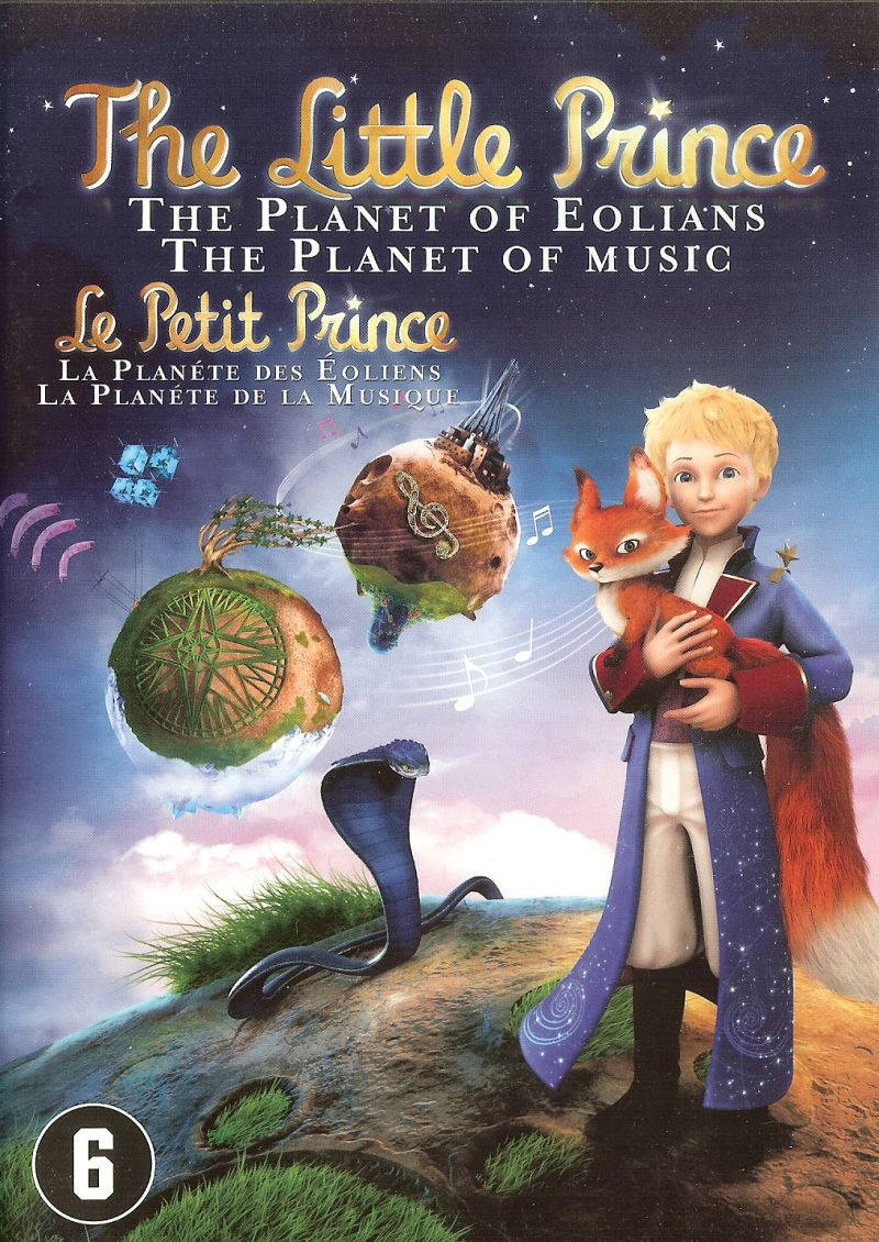 Prince 桌布 壁紙 — 一位年輕王子身穿星藍色外套，在岩石行星上抱著一隻狐狸，周圍有漂浮的音樂行星和一條眼鏡蛇。