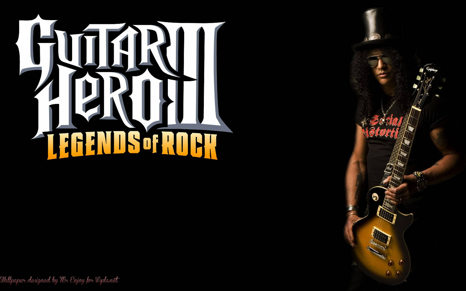 Guitar Hero III Legends of Rock 遊戲標誌，有一位吉他手拿著吉他。 — 吉他英雄 壁紙