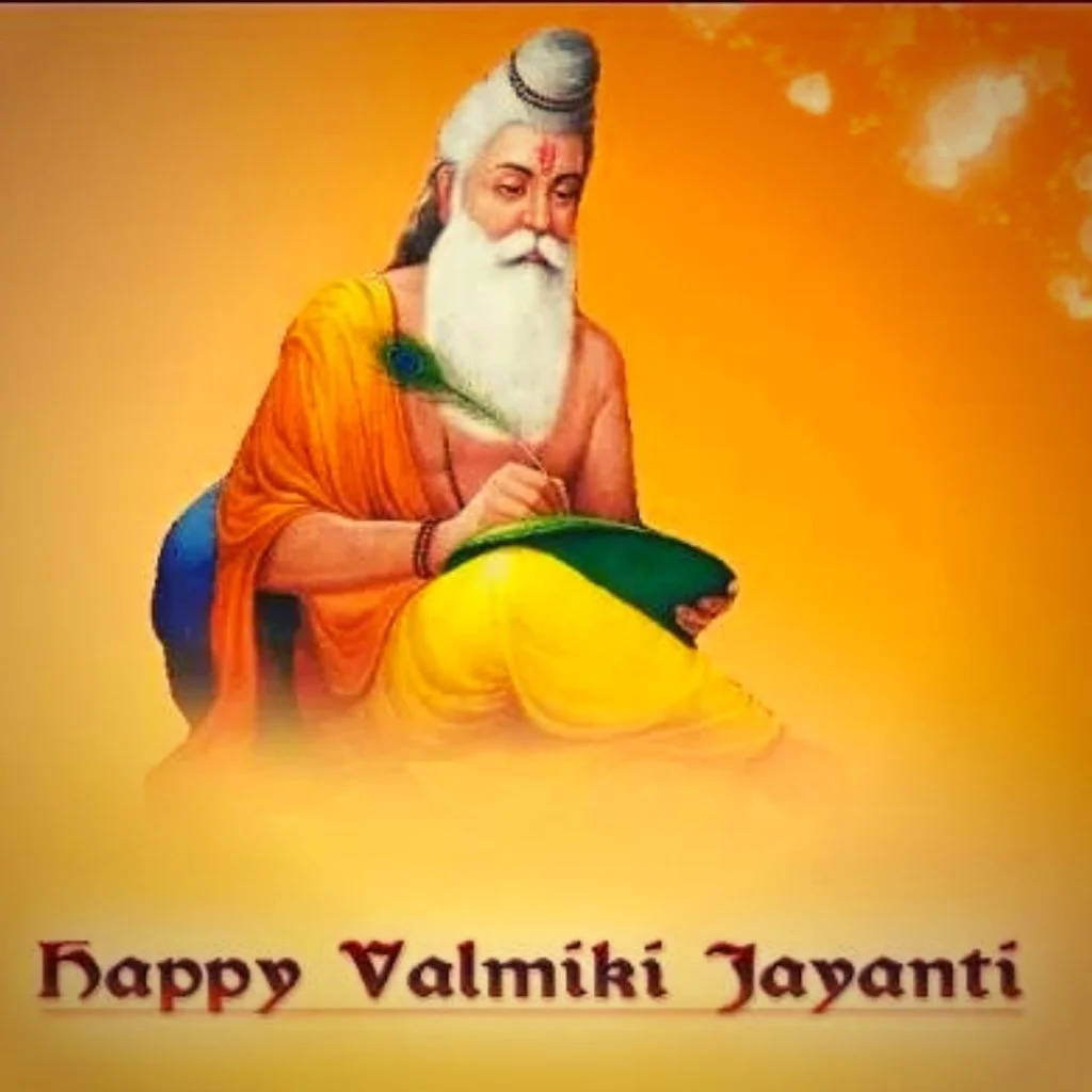 guru nanak dev ji 桌布 壁紙 — 一位插圖中的白鬍鬚聖人穿著橙色長袍，在發光的橙色背景前於綠色葉子上書寫。