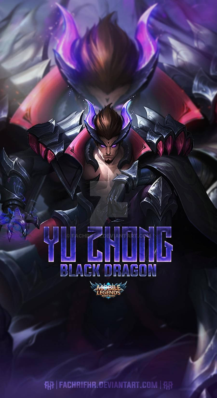 Mobile Legends 動態圖 桌布 壁紙 — 一位擁有紫色角和發光眼睛的黑暗奇幻戰士，穿著華麗的盔甲，站在暴風雨般的紫色背景前。