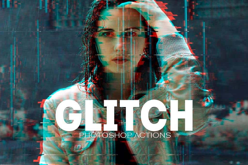 Glitch 桌布 壁紙 — 一位濕髮女性透過數位故障效果凝視，呈現賽博龐克風格肖像。