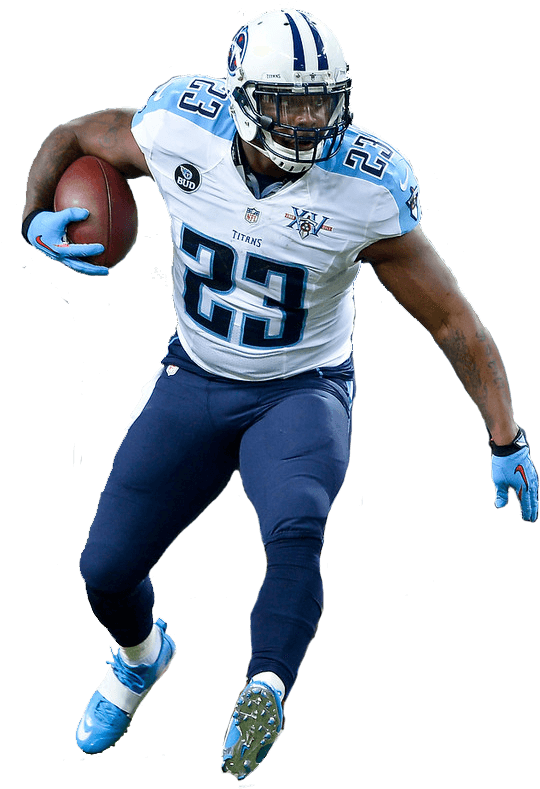 Tennessee Titans 桌布 壁紙 — 一位田納西泰坦隊的美式足球運動員在黑色背景下持球移動。