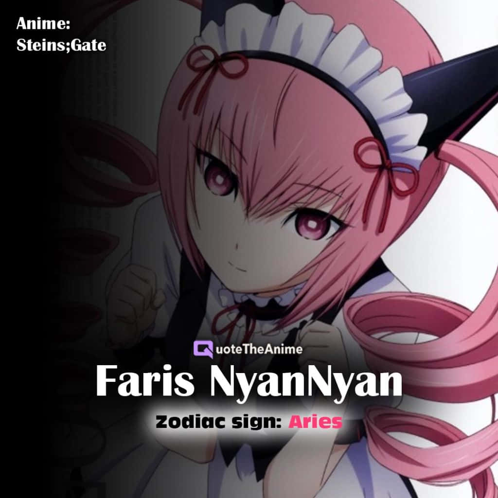 Faris Nyannyan 桌布 壁紙 — 一位粉紅色頭髮的女僕裝動漫女孩，戴著貓耳和絲帶，以堅定的眼神向前凝視。