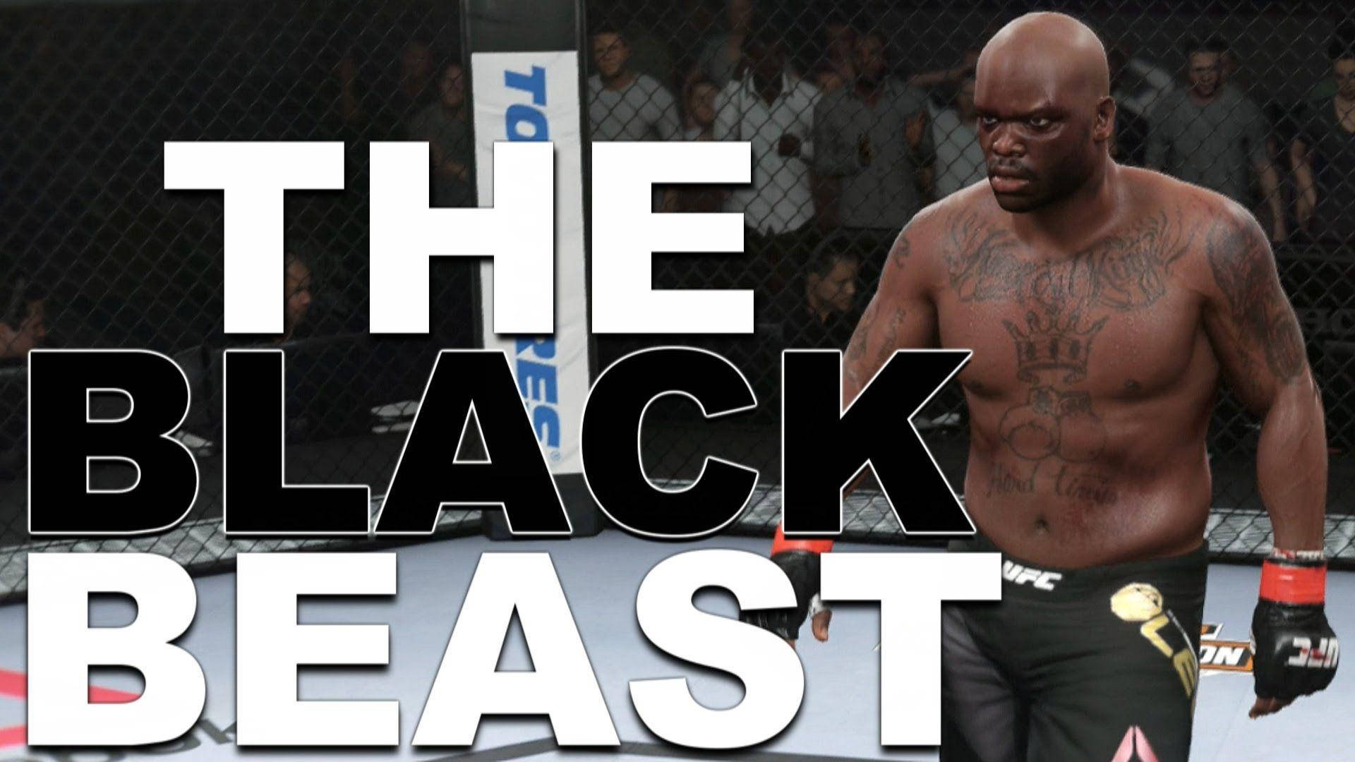 UFC 桌布 壁紙 — 一位肌肉發達、有刺青的拳手站在MMA八角籠中，帶有「THE BLACK BEAST」文字疊加。