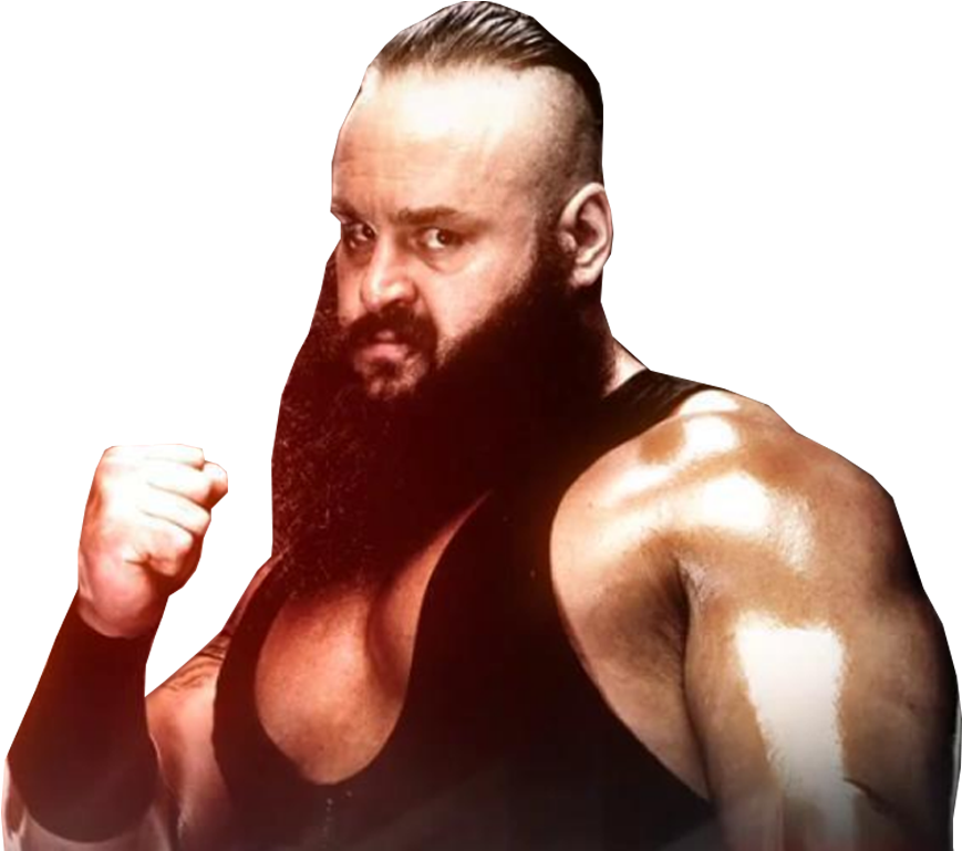 WWE 桌布 壁紙 — 一位肌肉發達、留鬍子的摔角手穿著黑色背心，在純黑背景下握拳擺姿勢。