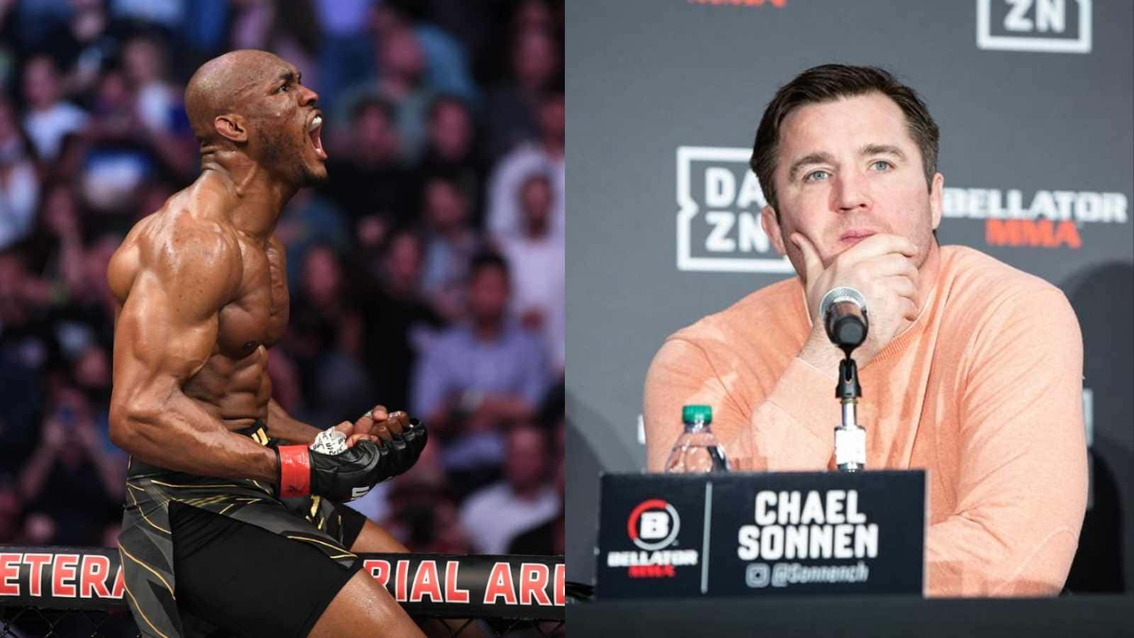 Celebrity 桌布 壁紙 — 一位肌肉發達的MMA拳手在記者會上勝利咆哮，而一位評論員若有所思地觀看。