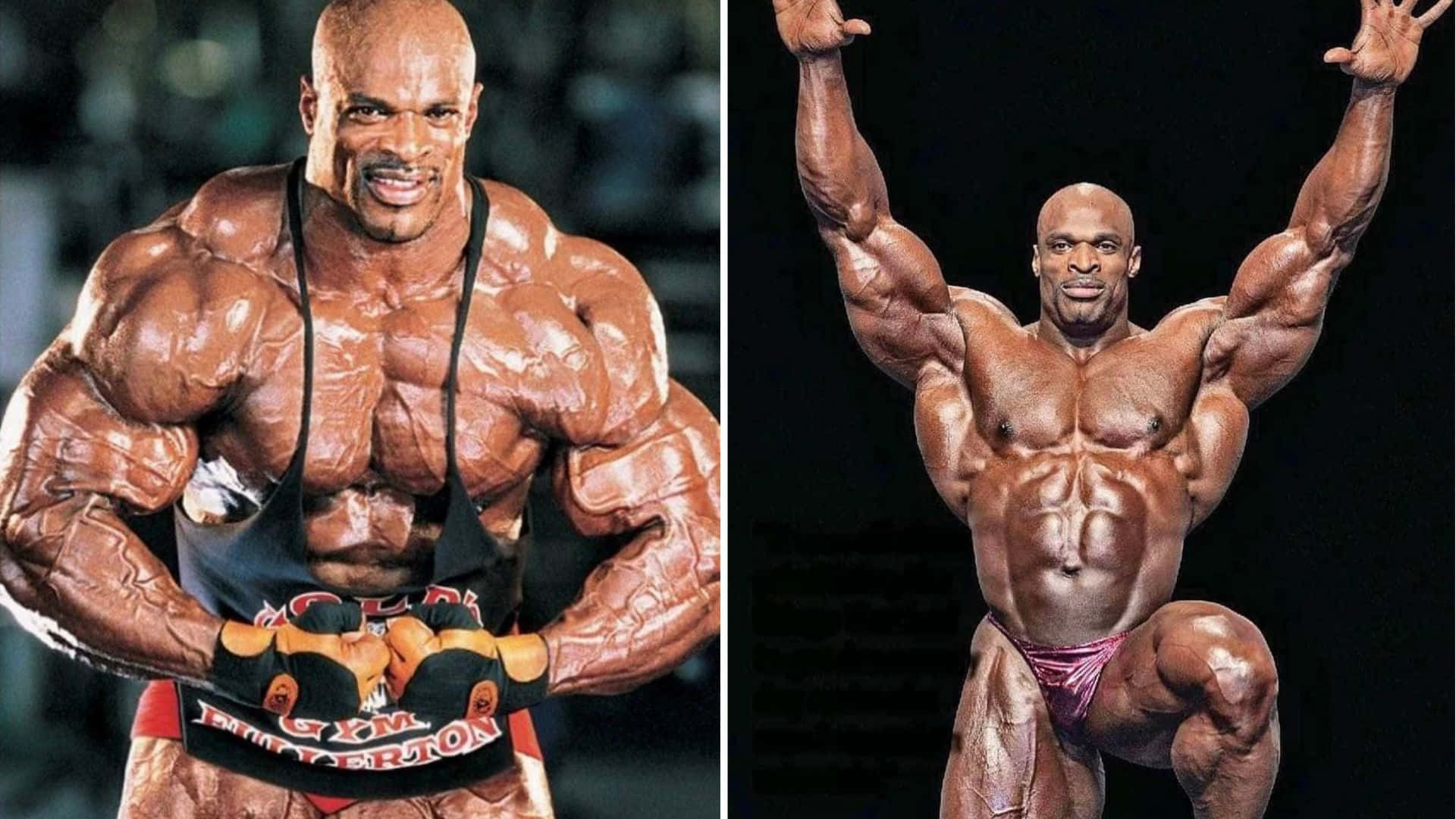 一位肌肉發達的男性健美運動員在明亮燈光下穿著比賽服裝擺姿勢。 — Michael B Jordan 壁紙