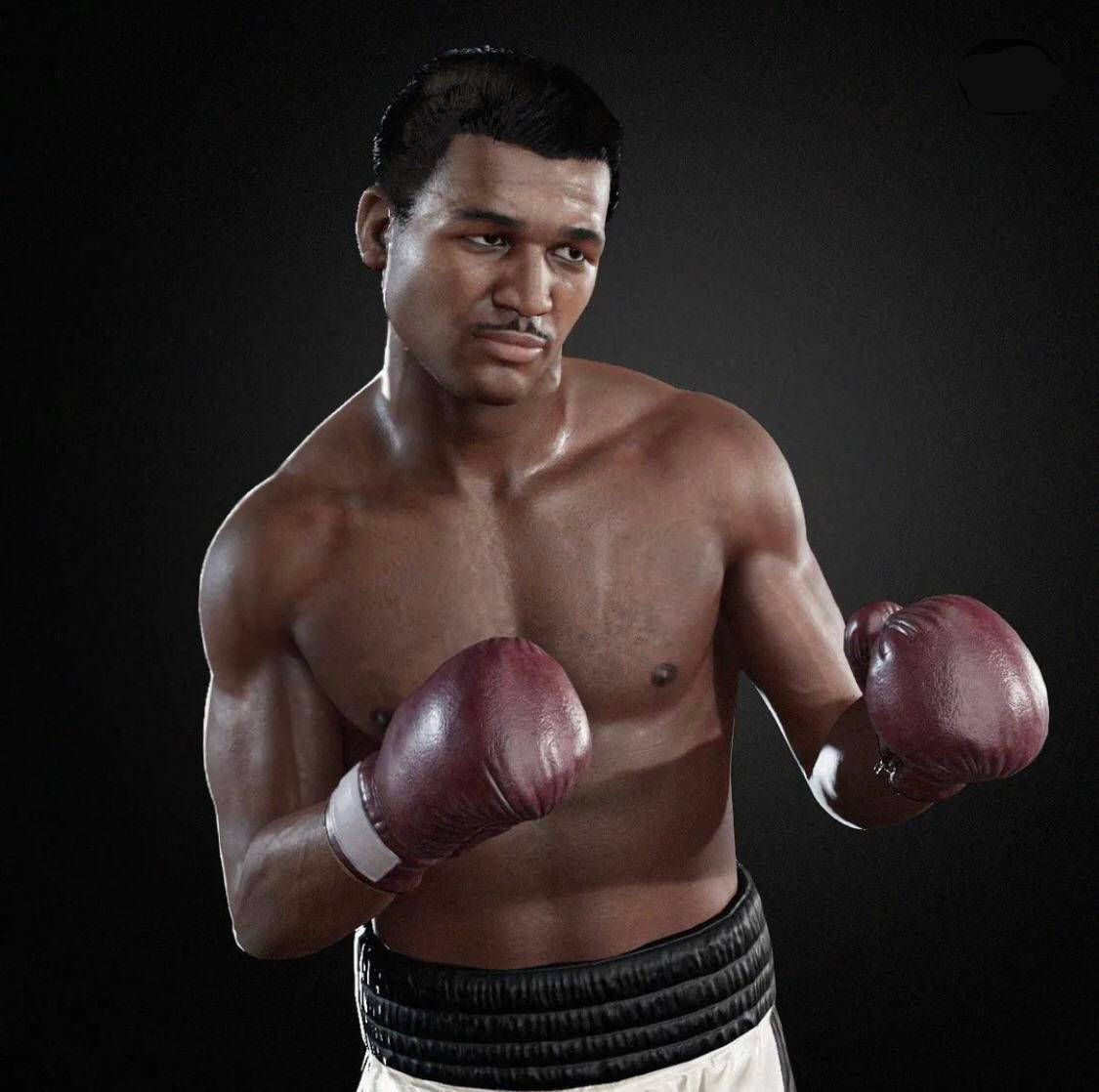 Boxing 桌布 壁紙 — 一位肌肉發達的拳擊手，戴著紅色手套，穿著白色短褲，在深色背景下擺出戰鬥姿勢。
