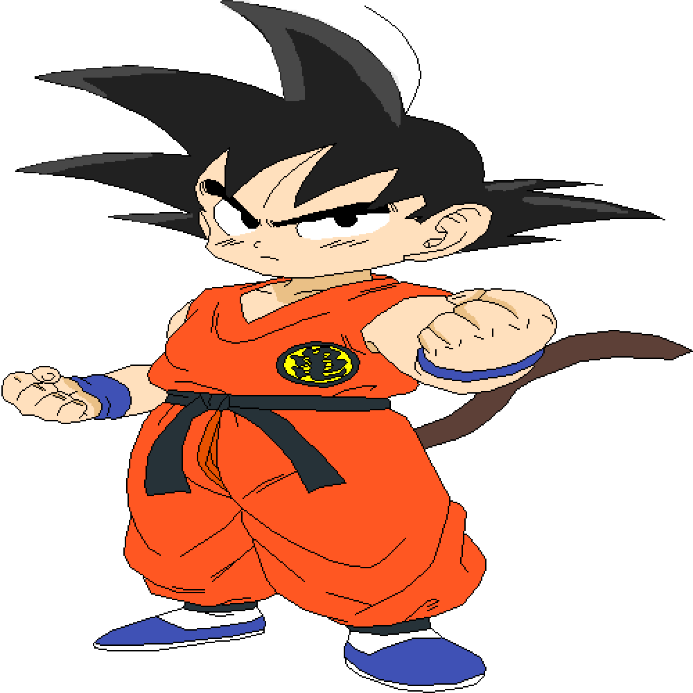 Anime Character 桌布 壁紙 — 一位身穿橙色道服和黑色腰帶的年輕動漫戰士，以兇猛的表情擺出戰鬥姿勢。