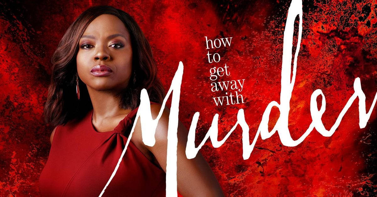 How To Get Away With Murder 桌布 壁紙 — 一位身穿紅色連衣裙的女性在帶有紋理的深紅色背景上強烈凝視，背景上有粗體白色標題「how to get away with Murder」。