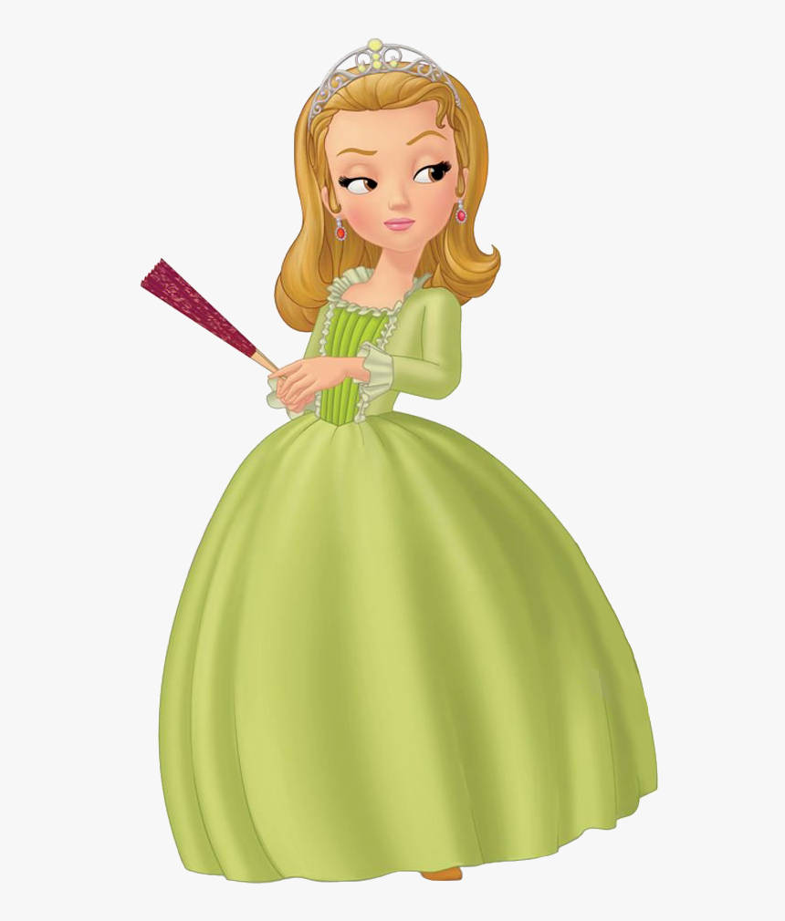 Princess 桌布 壁紙 — 一位身穿綠色長袍和頭飾的卡通公主，手持紅色扇子，表情甜美。