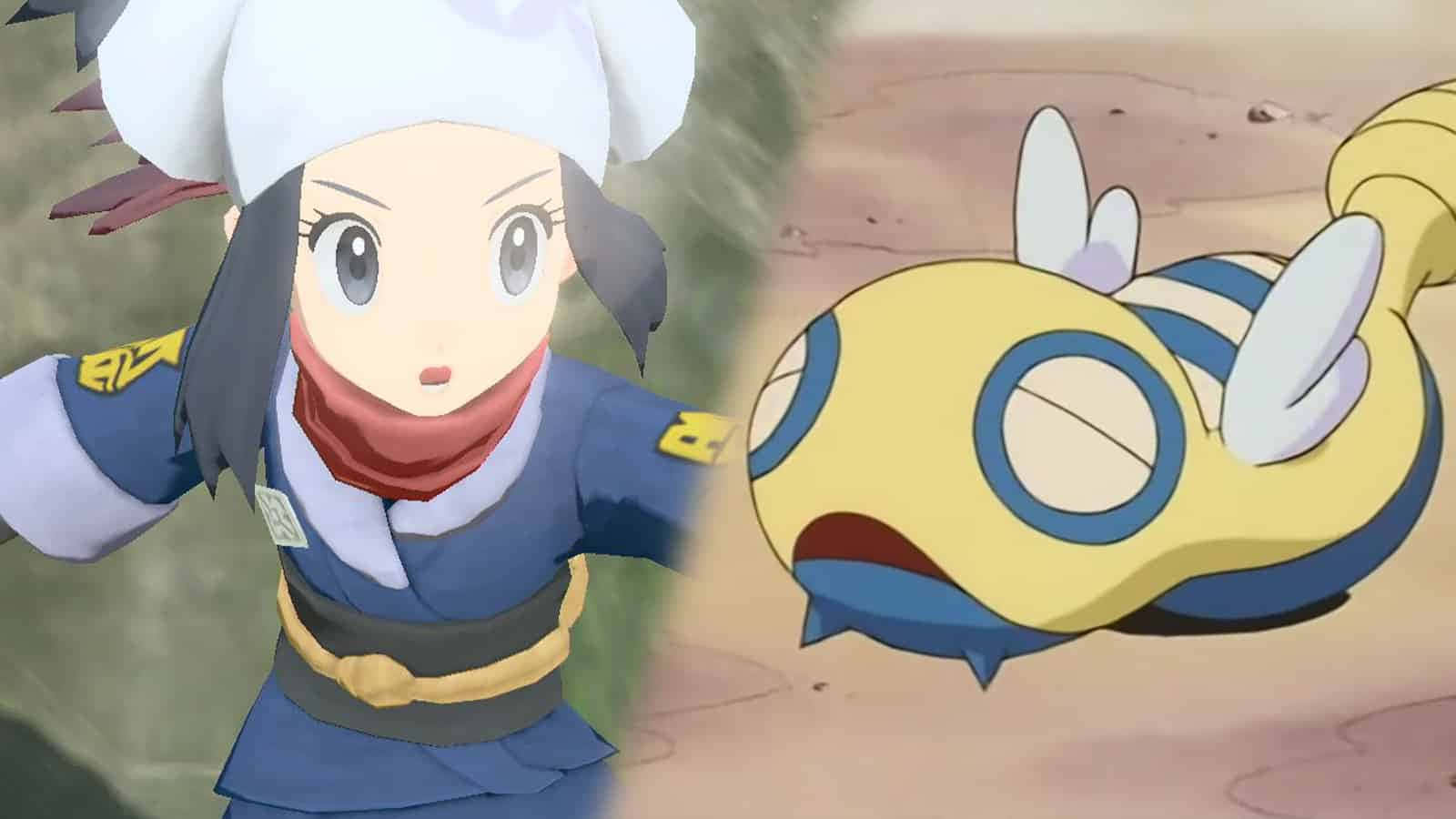 電玩遊戲 桌布 壁紙 — 一位身穿藍色制服和白色帽子的年輕動畫廚師站在一隻帶有白色角的驚訝黃藍色寶可夢旁邊。