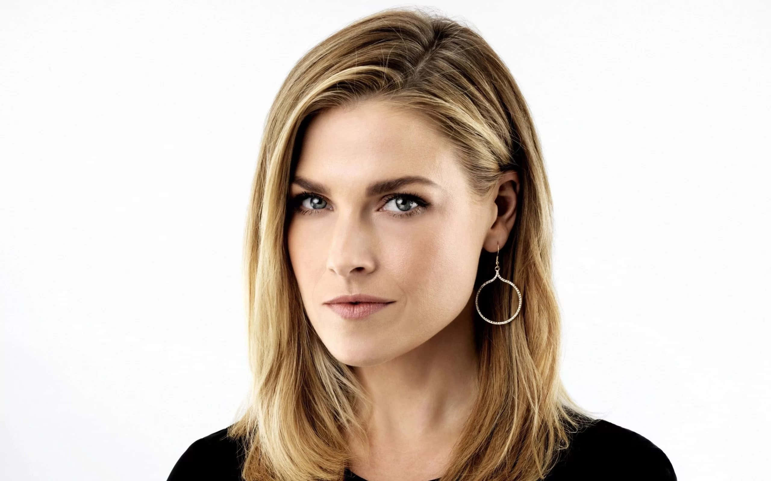 ali larter 桌布 壁紙 — 一位金髮藍眼的女性在純白背景前直視鏡頭。