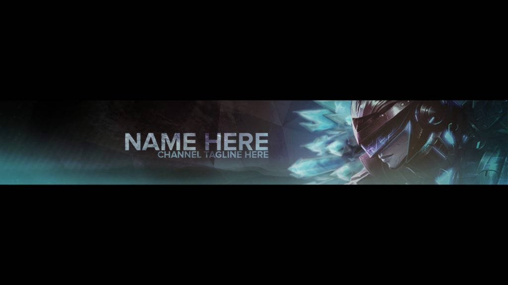 YouTube Banner 桌布 壁紙 — 一位黑暗奇幻戰士帶著發光的藍色能量，從陰影深處浮現，背景為青綠色和黑色。