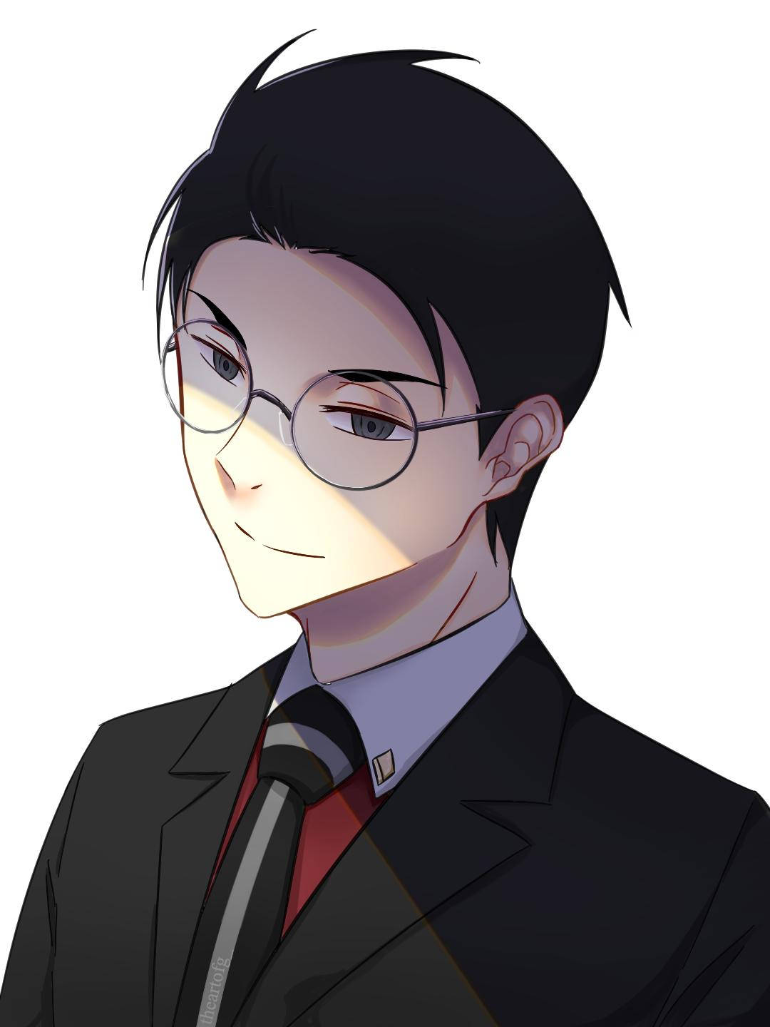 daisuke kambe 桌布 壁紙 — 一位黑髮戴眼鏡的年輕男子，身穿正式西裝和紅色領帶，在純白背景前溫柔微笑。
