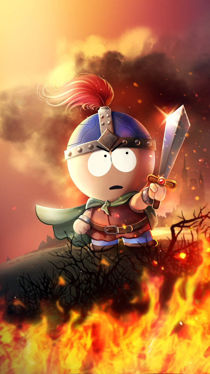 《南方公園》騎士在火焰和煙霧中持劍。 — Fire Emblem Warriors 壁紙