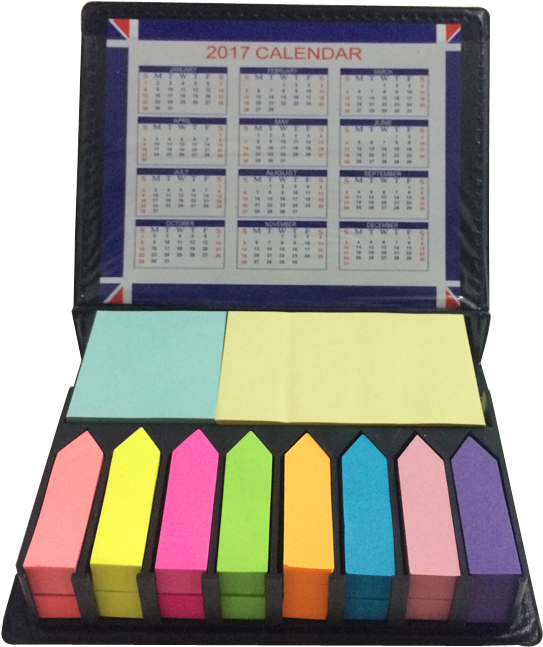 Calendar 桌布 壁紙 — 一個2017年月曆桌面整理器，配有彩色便利貼和英國國旗邊框。