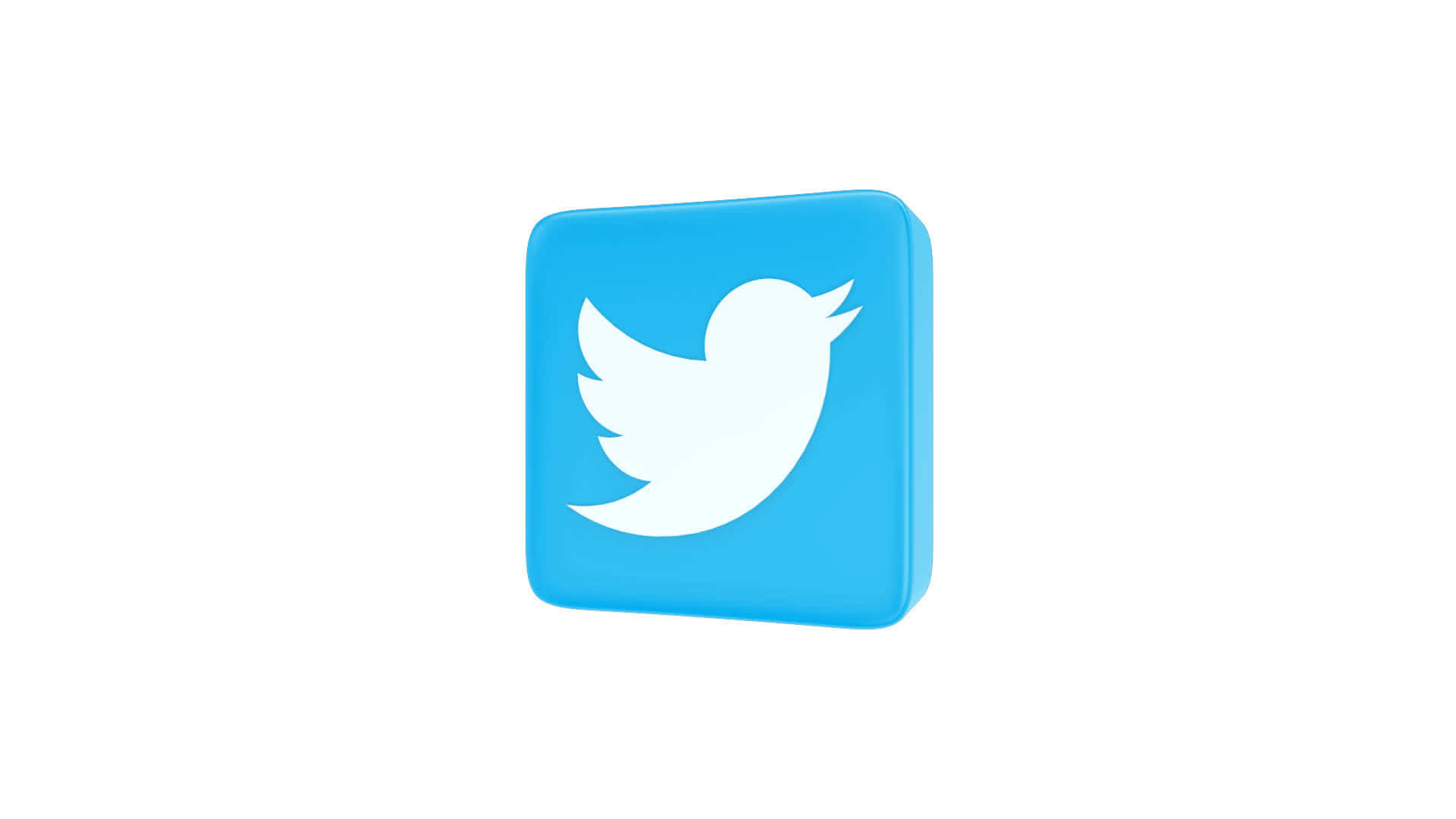 Social Media Icons 桌布 壁紙 — 一個3D渲染的藍色方形圖標，白色鳥標誌居中在純白色背景上。