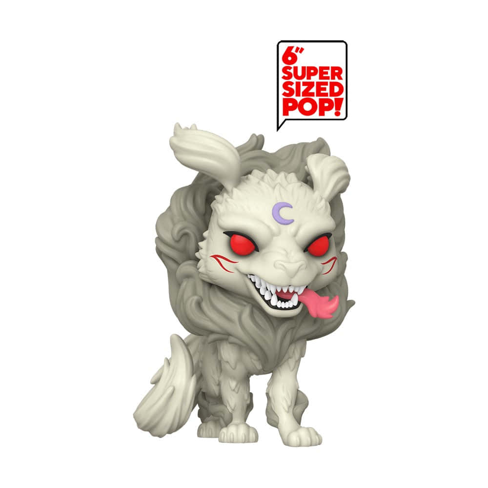 Inuyasha Yokai 桌布 壁紙 — 一個6吋Funko Pop! 白色獅子狀生物的乙烯基公仔，有紅色眼睛、粉紅色舌頭和額頭上的新月標記。