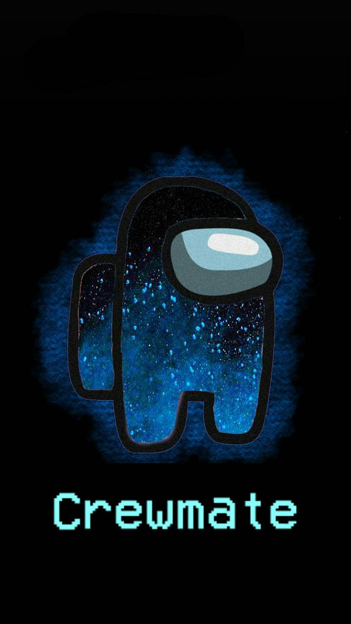 一個Among Us的藍色發光船員，其套裝內有星雲。 — Among US 壁紙
