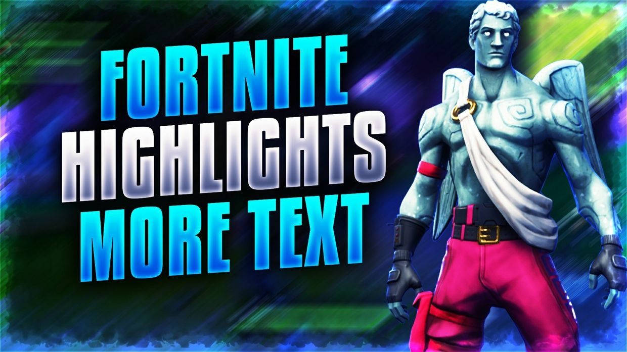 桌布 壁紙 — 一個Fortnite角色，帶有發光的藍色文字，背景是充滿活力的霓虹抽象背景。