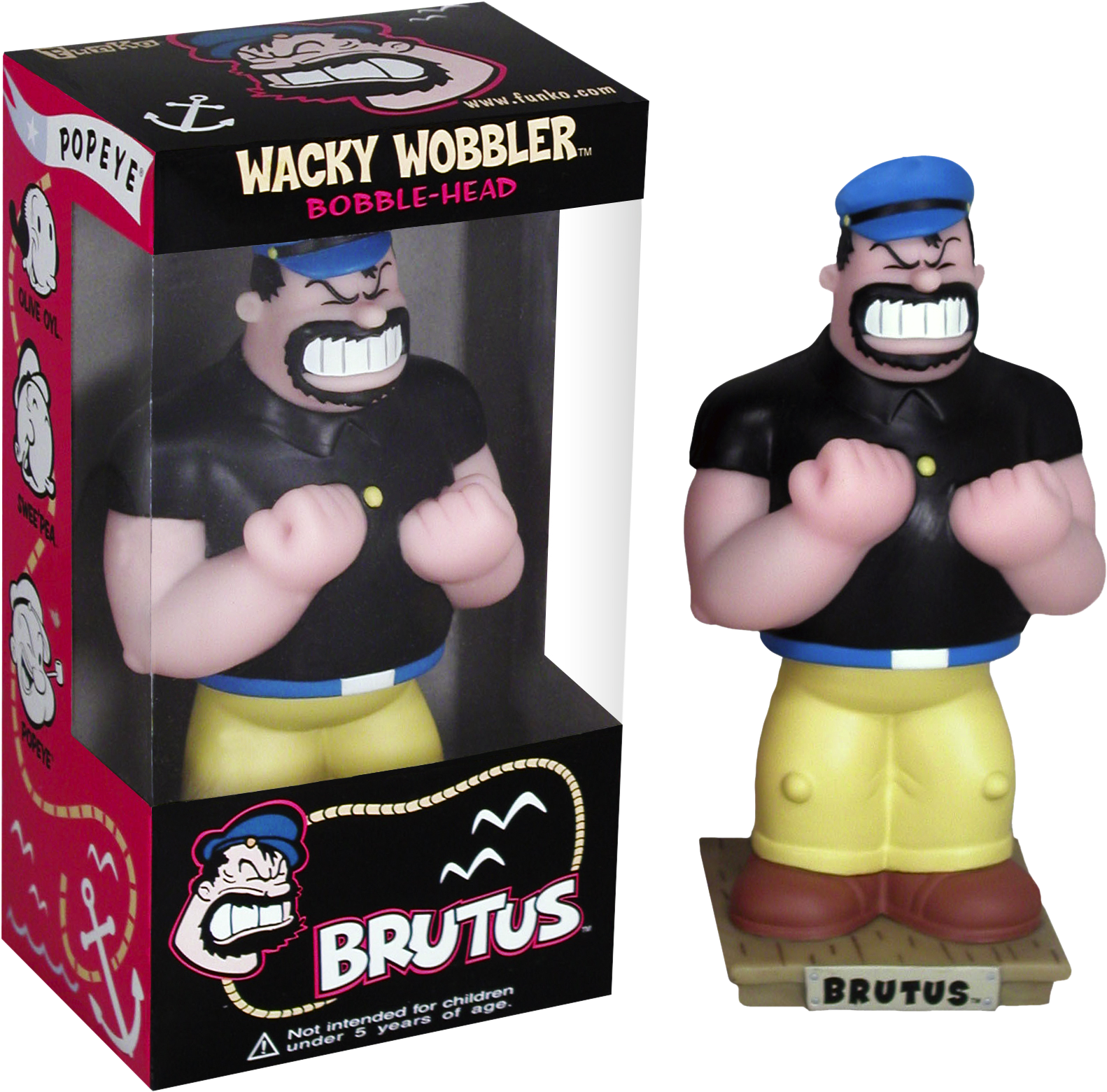 大力水手 桌布 壁紙 — 一個Funko Wacky Wobbler搖頭公仔，水手布魯圖斯憤怒表情，附包裝。