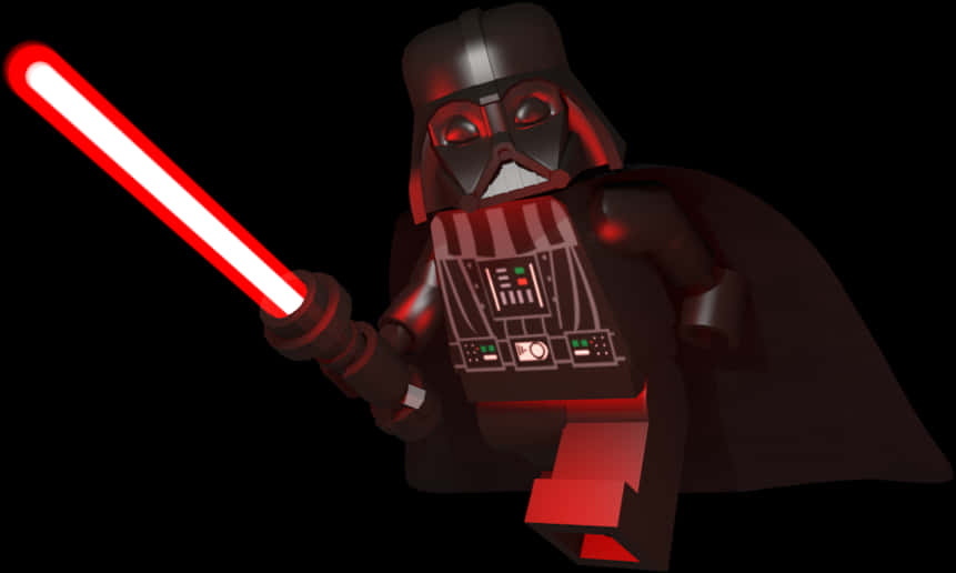 Star Wars Characters 桌布 壁紙 — 一個LEGO黑武士人偶在黑色背景前手持發光的紅色光劍。