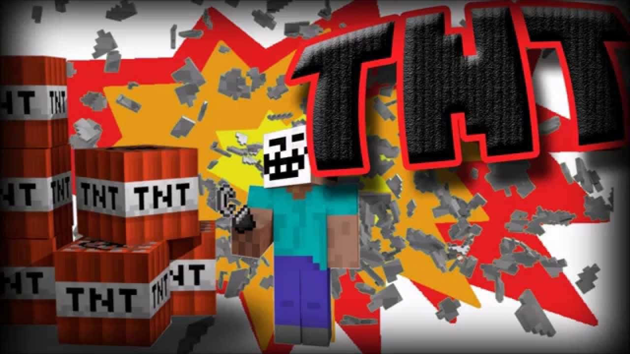 遊戲 桌布 壁紙 — 一個Minecraft角色站在爆炸中的TNT方塊之間，碎片飛揚，背後有猛烈爆炸。