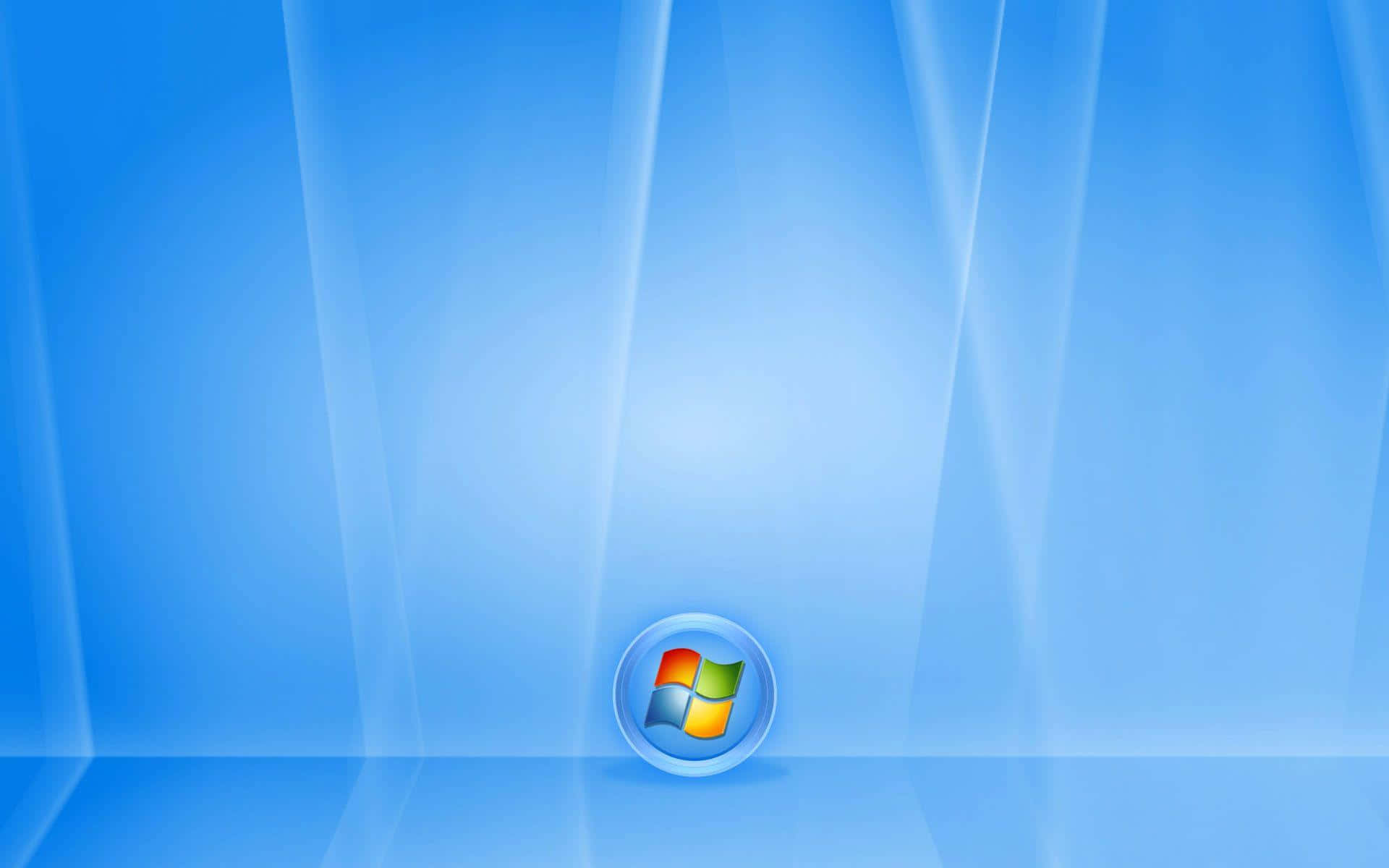 藍色地板上的Windows標誌圖示與光束 — Windows Vista 動態圖片 壁紙
