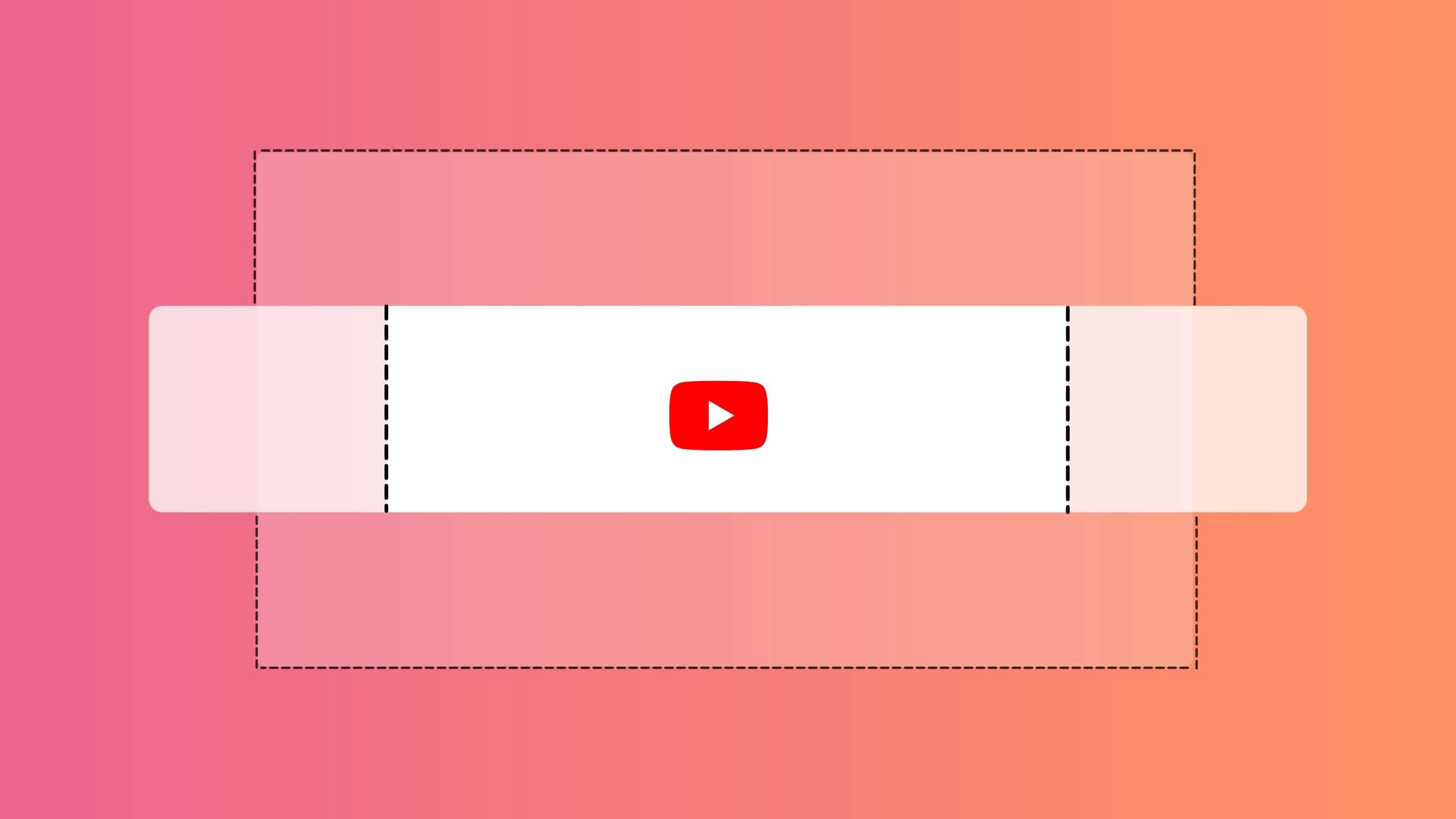 YouTube Cover 桌布 壁紙 — 一個YouTube播放按鈕居中於白色橫條上，背景為柔和粉紅到橙色漸變。