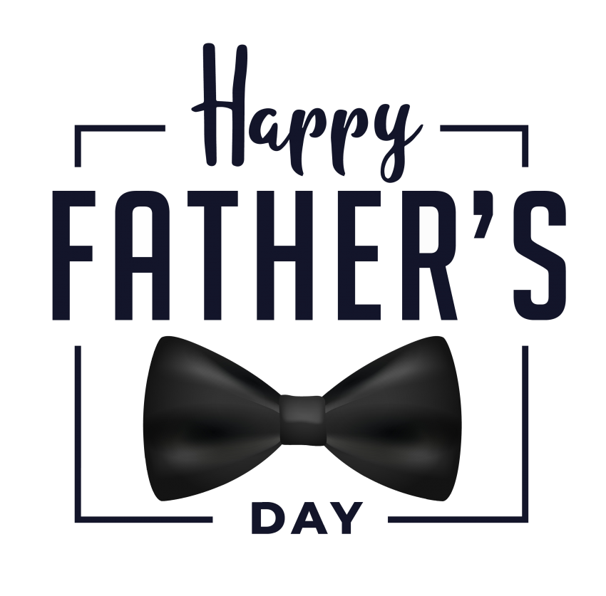 Happy Fathers Day 桌布 壁紙 — 一個乾淨的圖形設計，以粗體海軍藍文字寫著「Happy Father's Day」，並以線條和置中的黑色領結框住。