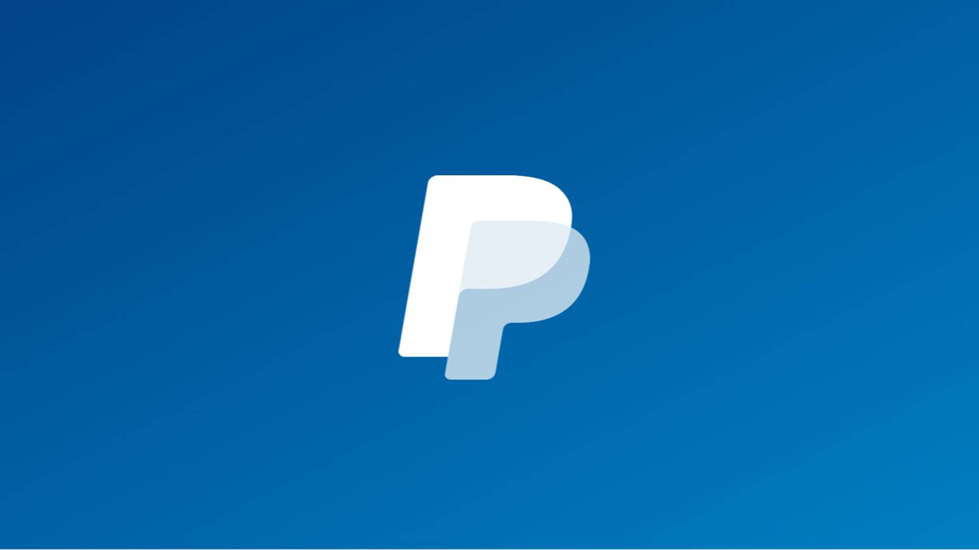 PayPal 桌布 壁紙 — 一個乾淨的白色PayPal標誌居中在漸變藍色背景上，帶有微妙的燈光效果。