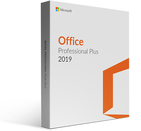 microsoft 桌布 壁紙 — 一個乾淨的白色盒子，用於 Microsoft Office Professional Plus 2019，帶有橙色品牌和極簡設計。